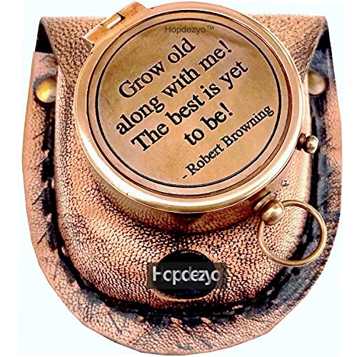 Robert Browning Quote Compass, Leather Case view 2