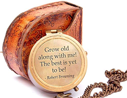 Robert Browning Quote Compass, Leather Case view 2