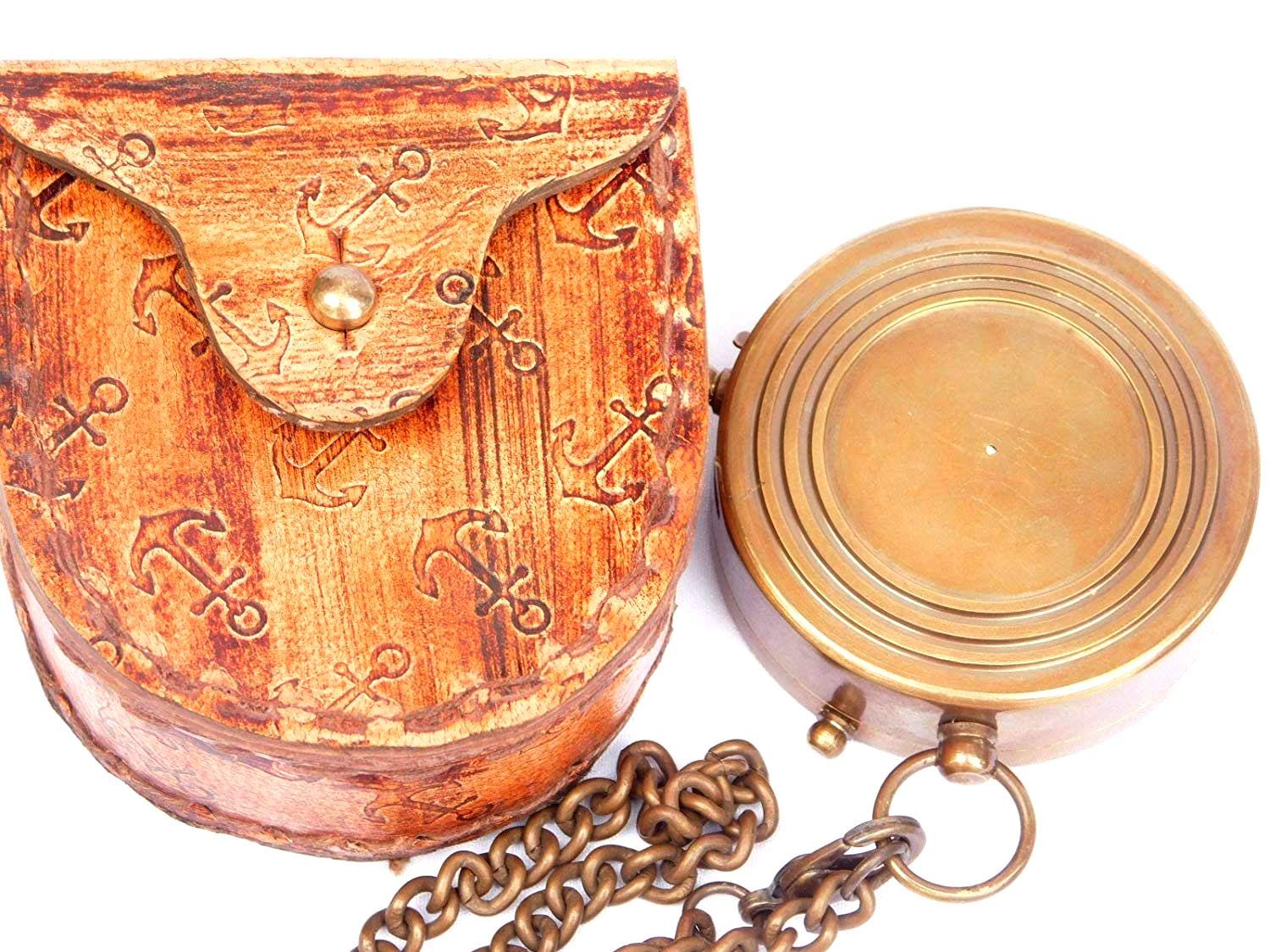 Robert Browning Quote Compass, Leather Case view 3