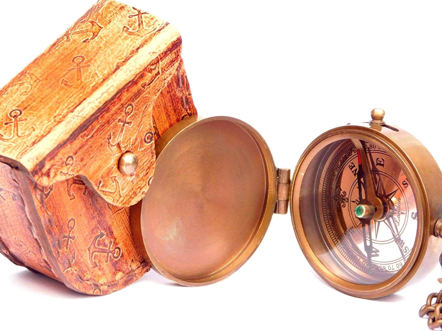 Robert Browning Quote Compass, Leather Case view 5