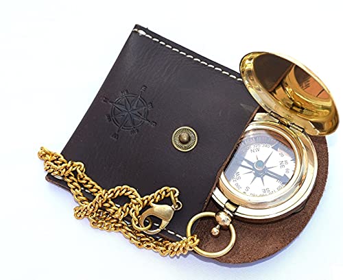 Push Button Compass, Leather Case view 2