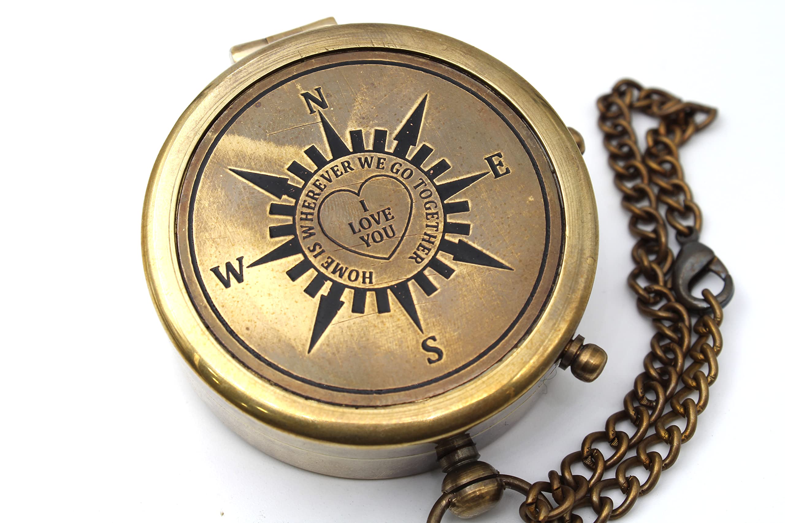 Antique Finish Compass, Wooden Box view 3