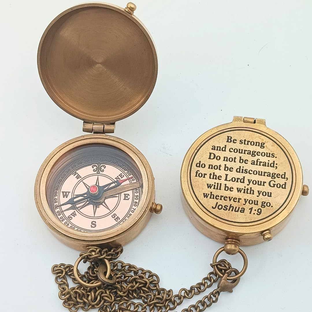 Joshua 1:9 Compass, Leather Case view 3
