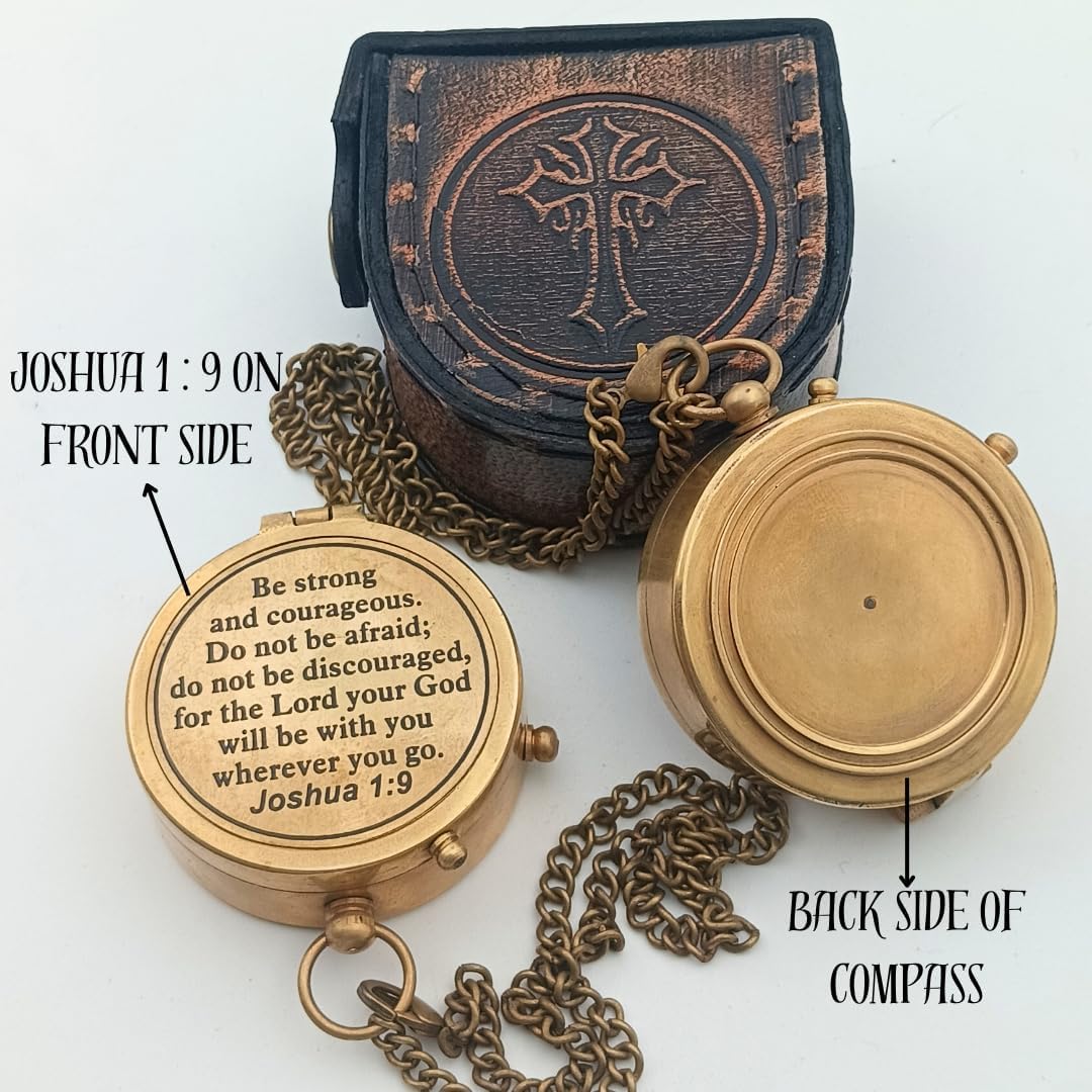 Joshua 1:9 Compass, Leather Case view 6