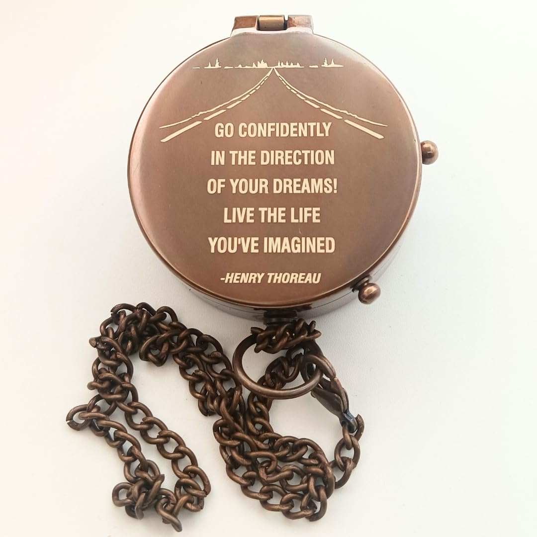 Thoreau Quote Compass, Leather Case view 4