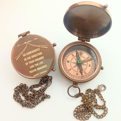 Thoreau Quote Compass, Leather Case view 6