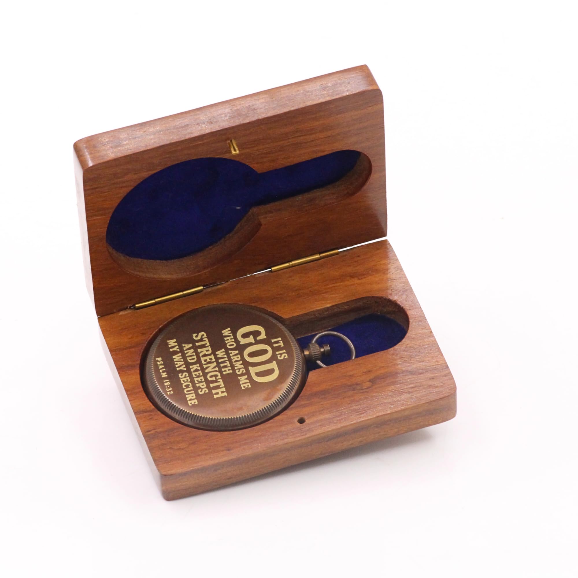 Psalm 18:32 Compass, Wooden Box view 3