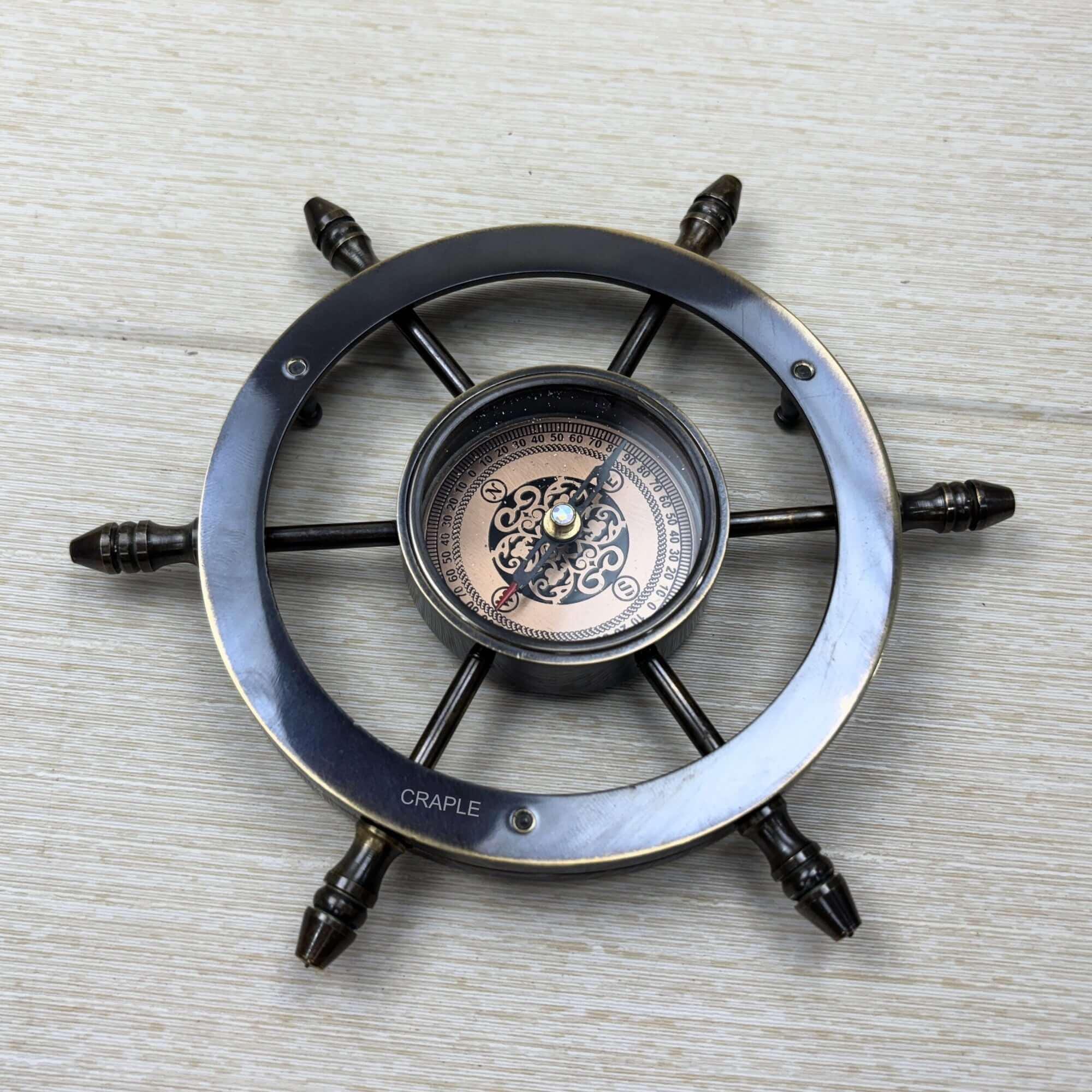 Ship Wheel Compass, Black Antique Finish view 6