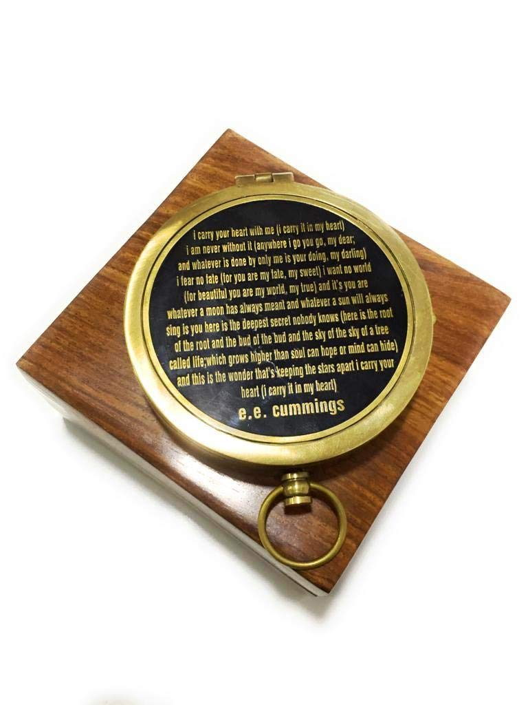 I Carry Your Heart With Me Compass, Wooden Box view 3