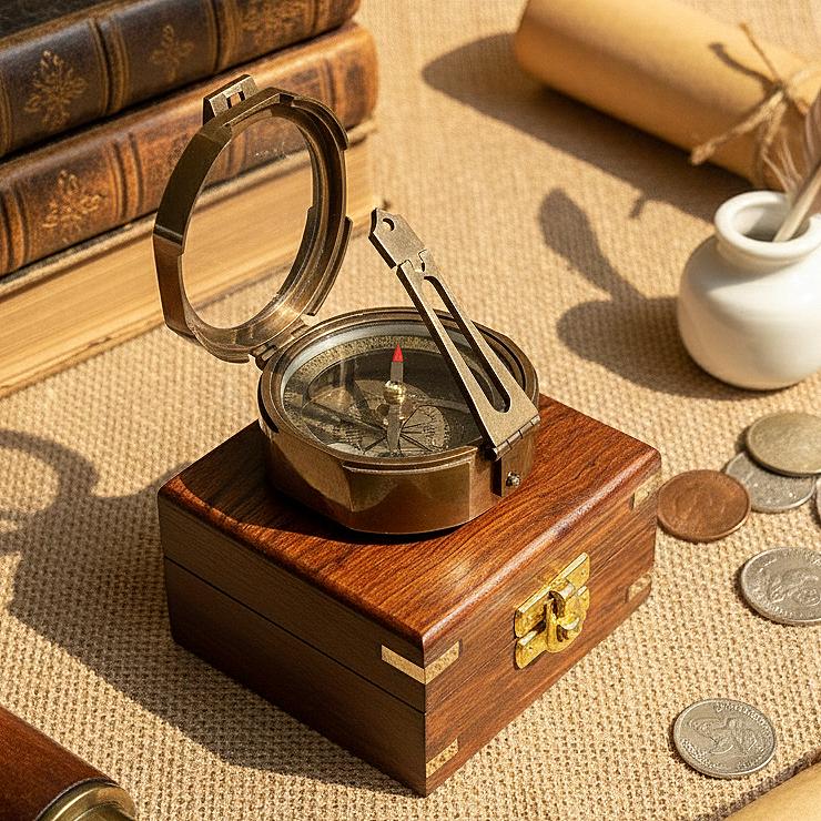 Brunton Compass, Wooden Box view 2