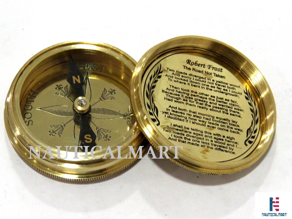 Robert Frost Quote Compass, Leather Case view 6