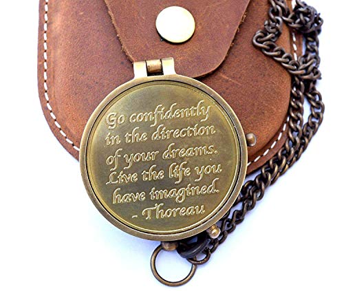 Thoreau Quote Compass, Leather Case view 5