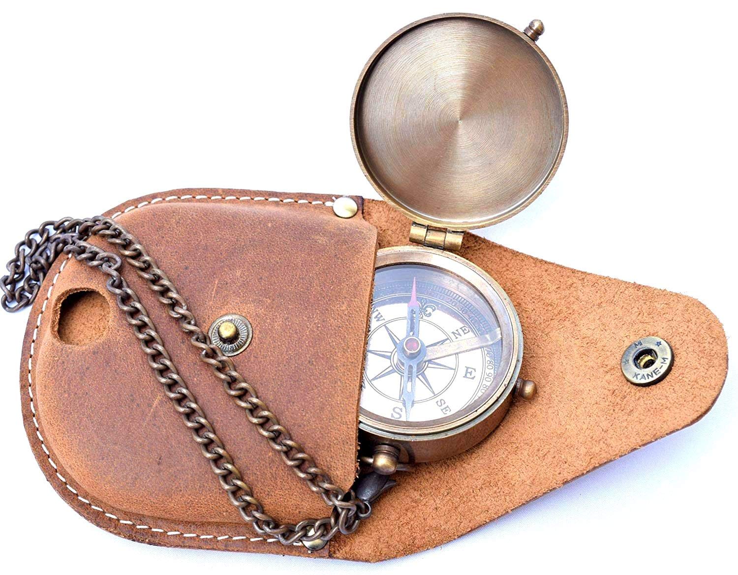 Thoreau Quote Compass, Leather Case view 6