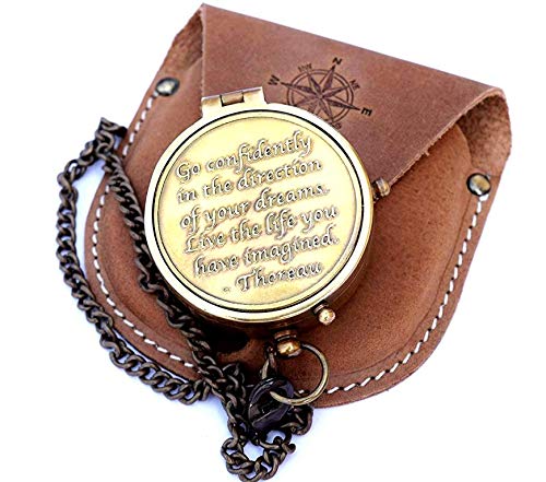 Thoreau Quote Compass, Leather Case view 7