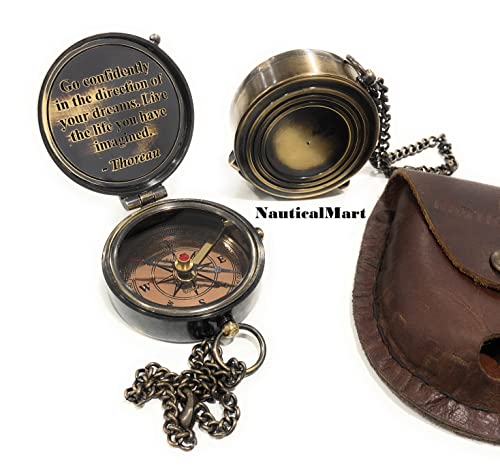 Thoreau Quote Compass, Leather Case view 6