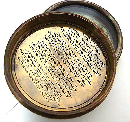 Robert Frost Quote Compass, Leather Case view 5