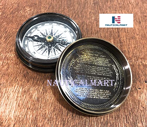 Robert Frost Quote Compass, Round Leather Case view 4