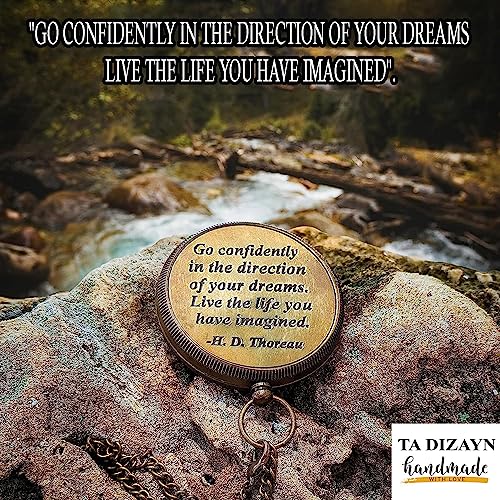 Thoreau Quote Compass, Leather Case view 4