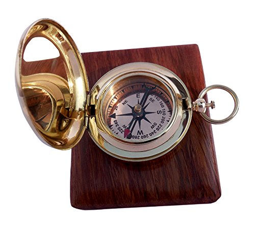 Antique Finish Compass, Wooden Box view 2