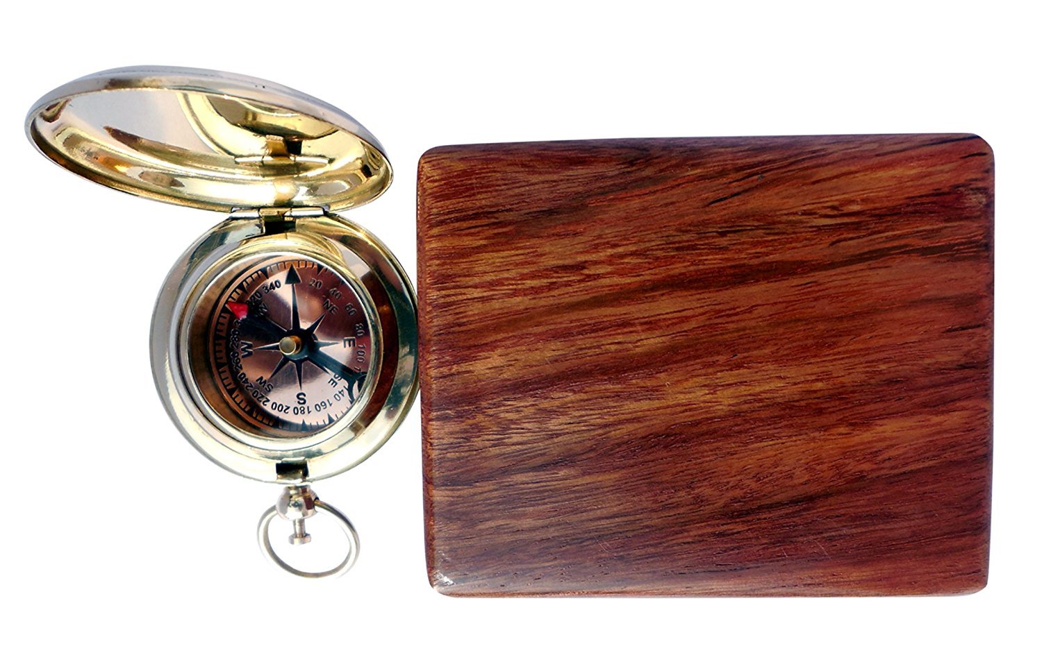 Antique Finish Compass, Wooden Box view 5