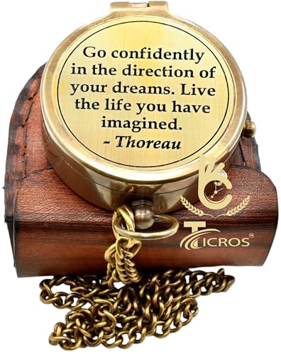 Thoreau Quote Compass, Leather Case view 2