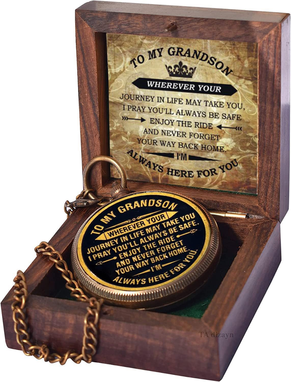 To My Grandson Compass, Wooden Box view 3