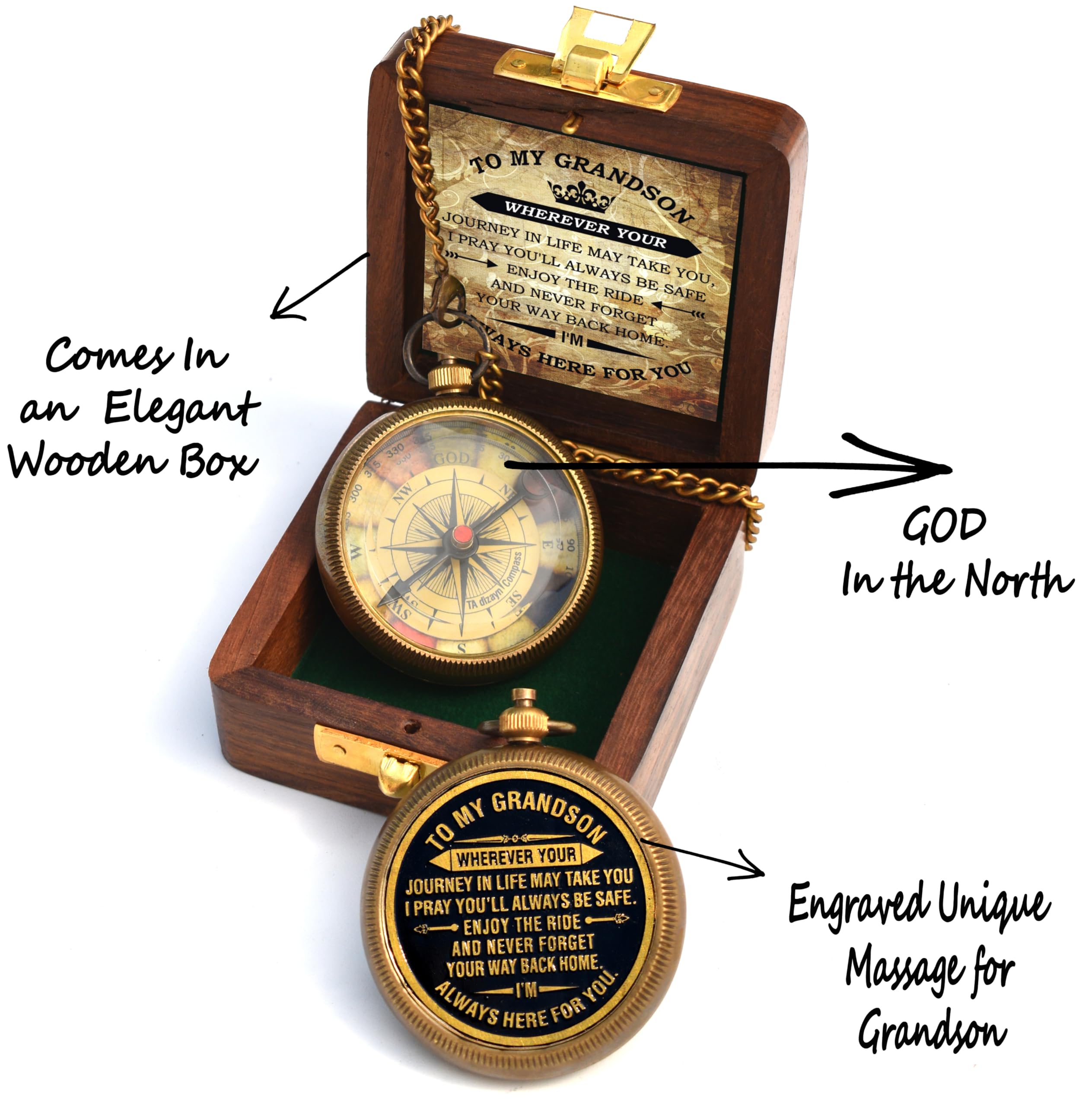 To My Grandson Compass, Wooden Box view 5