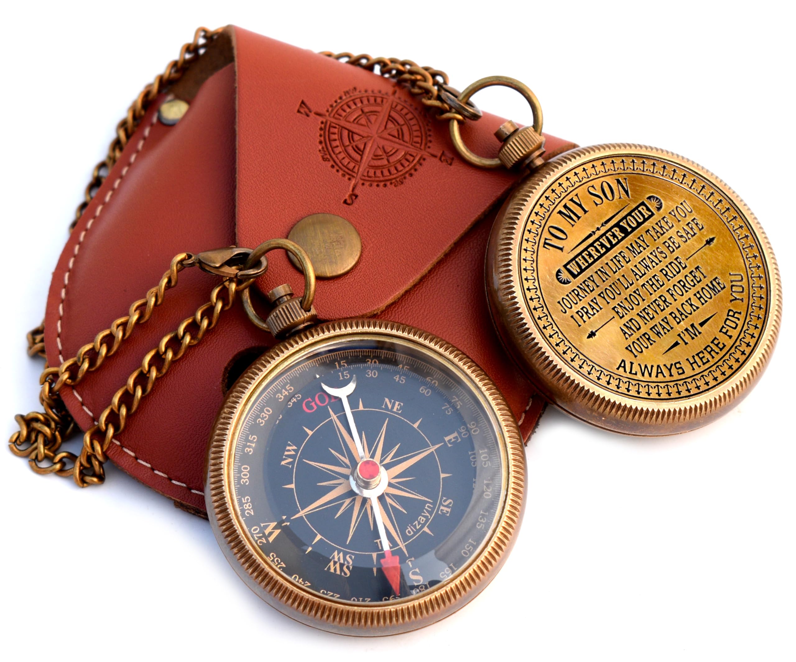 To My Son Compass, Leather Case view 3