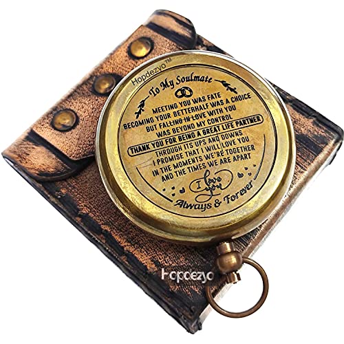 To My Soulmate Compass, Leather Case view 2