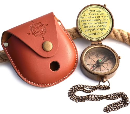 Proverbs 3:5-6 Compass, Leather Case view 2
