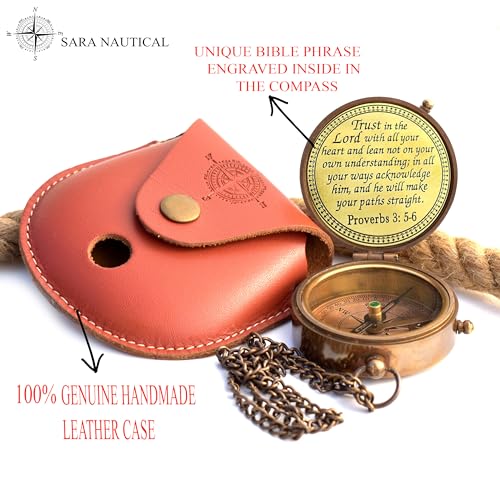 Proverbs 3:5-6 Compass, Leather Case view 4