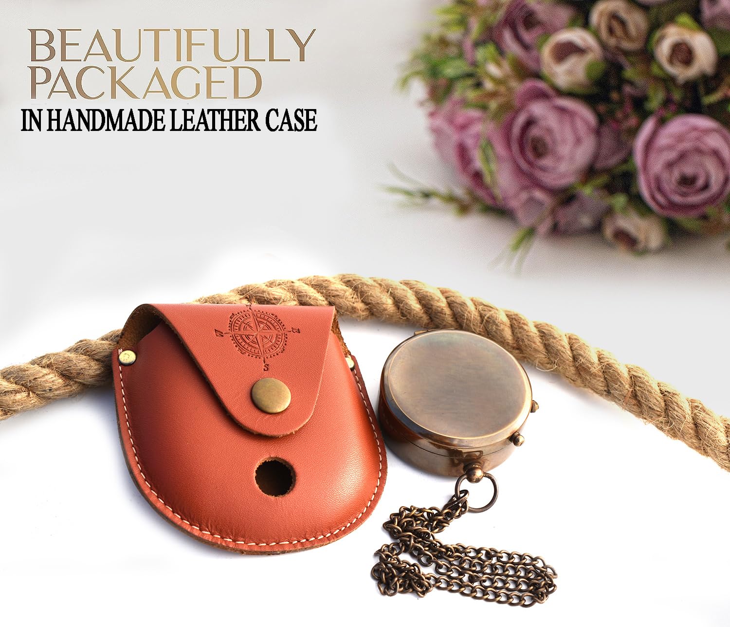 Proverbs 3:5-6 Compass, Leather Case view 5