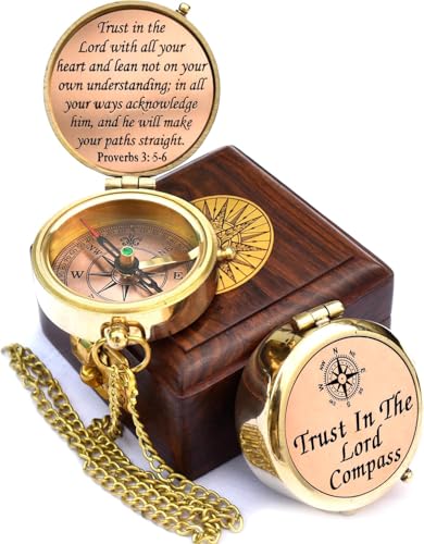 Proverbs 3:5-6 Compass, Wooden Box view 2