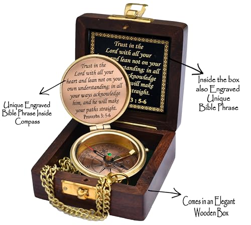 Proverbs 3:5-6 Compass, Wooden Box view 4