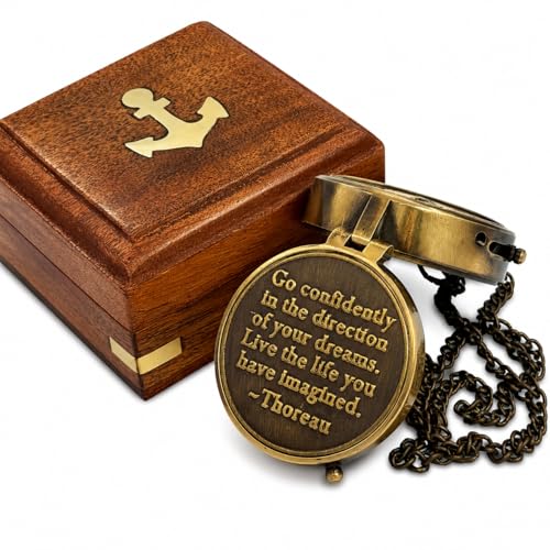 Thoreau Quote Compass, Wooden Box view 2