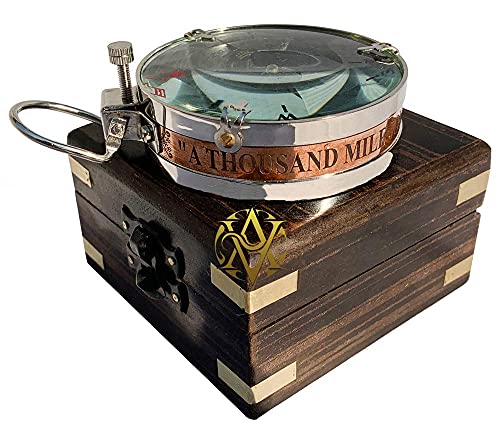 Glass Top Compass, Wooden Box view 2
