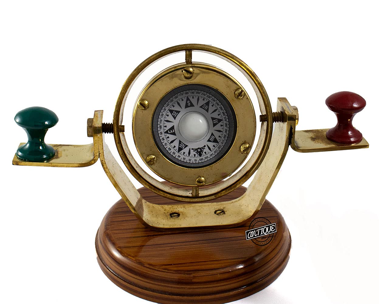 Gimbal Compass on Wooden Base view 2