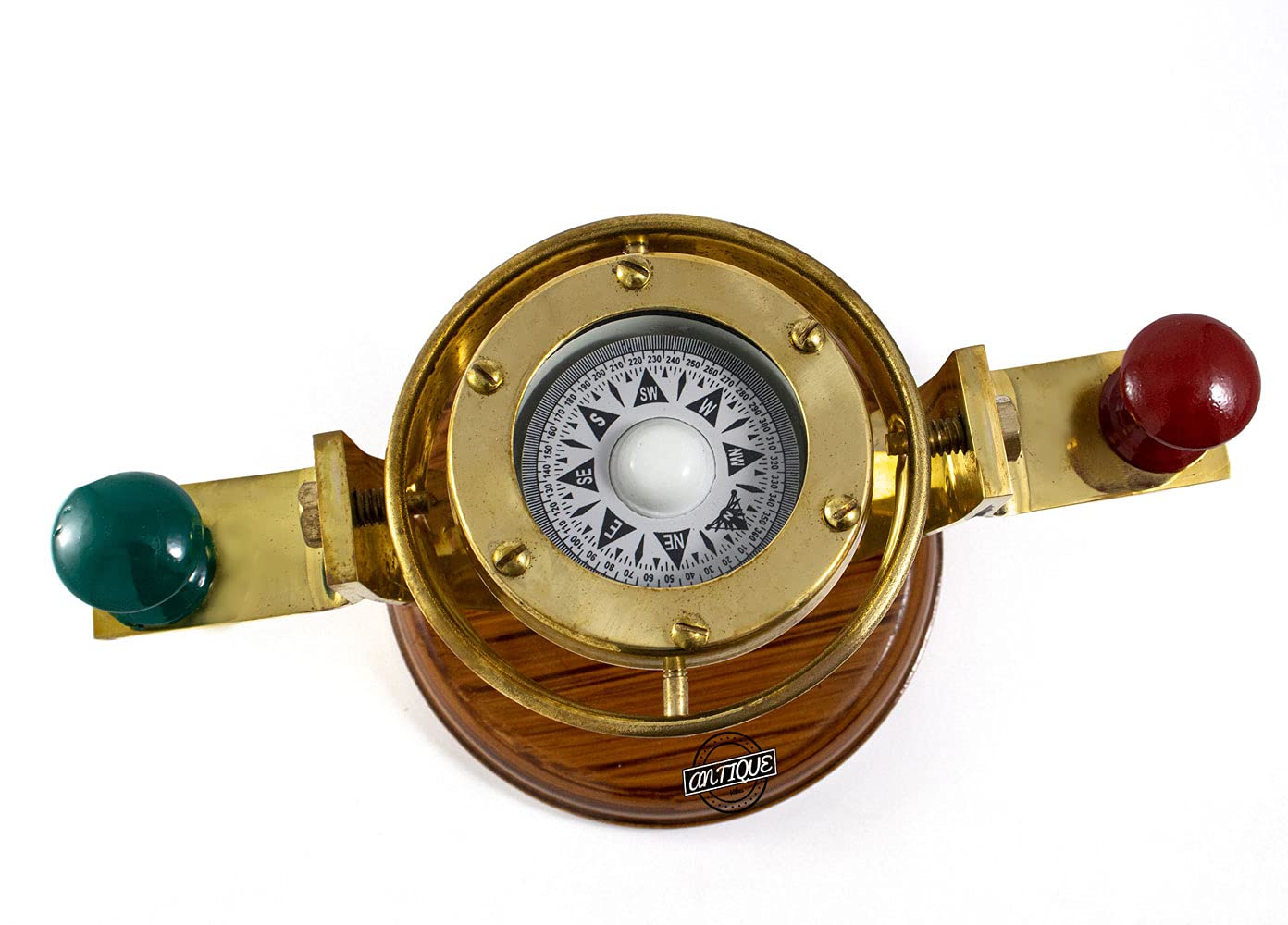 Gimbal Compass on Wooden Base view 3