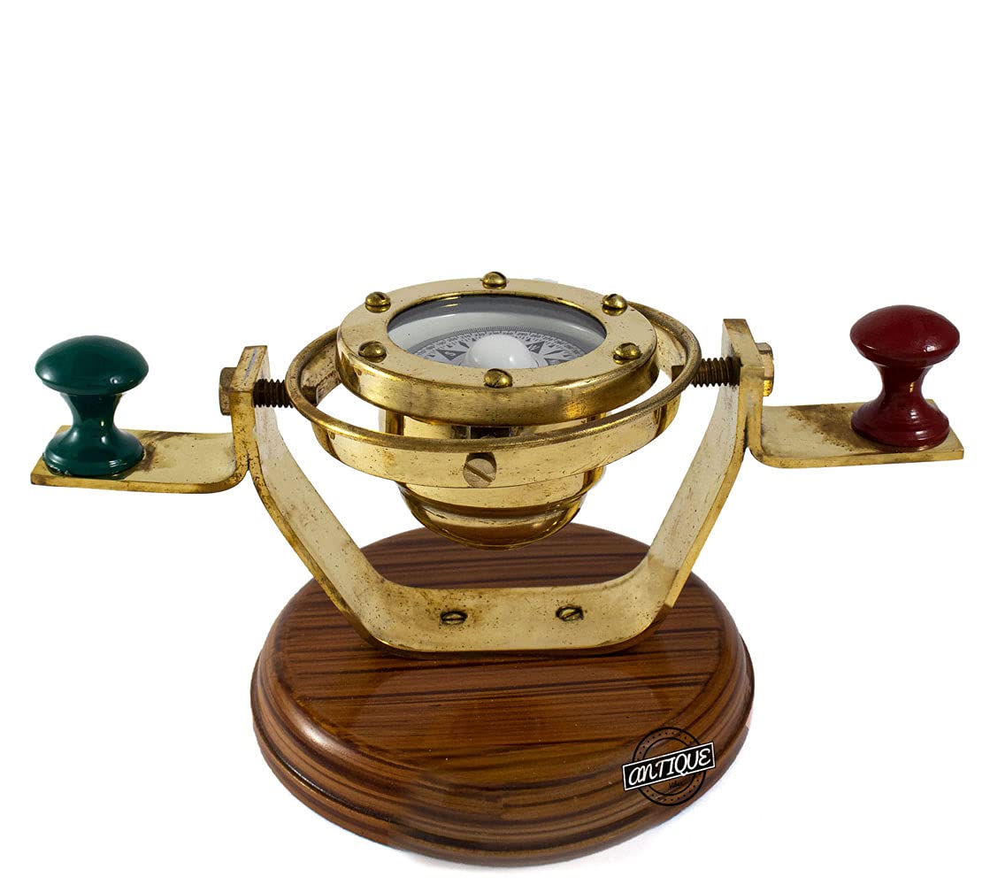 Gimbal Compass on Wooden Base view 5