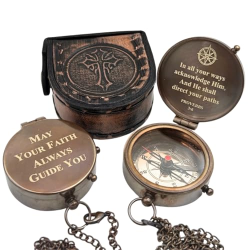Antique Finish Compass, Leather Case view 2