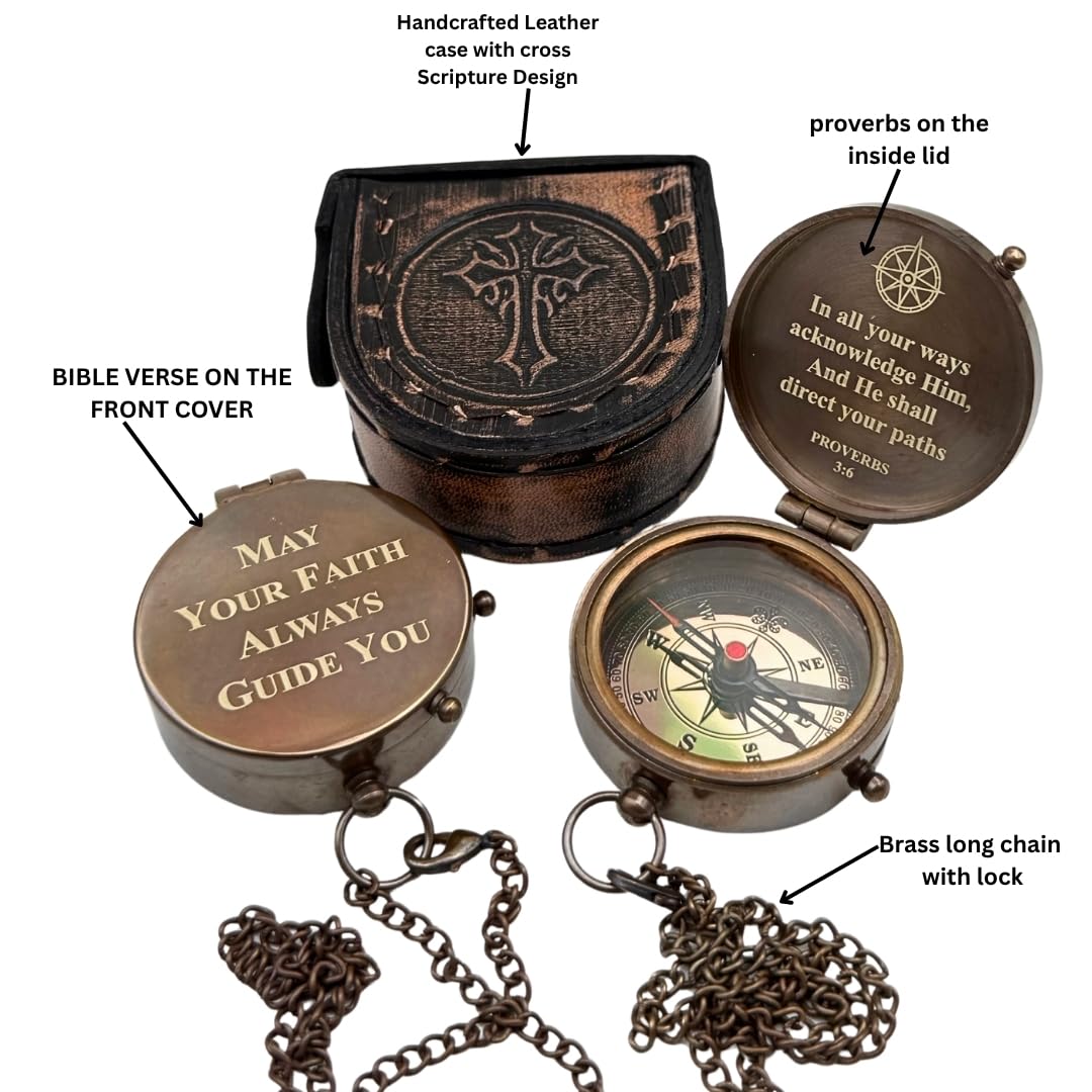 Antique Finish Compass, Leather Case view 3