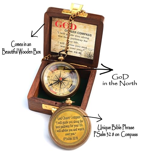 Psalm 32:8 Compass, Wooden Box view 4