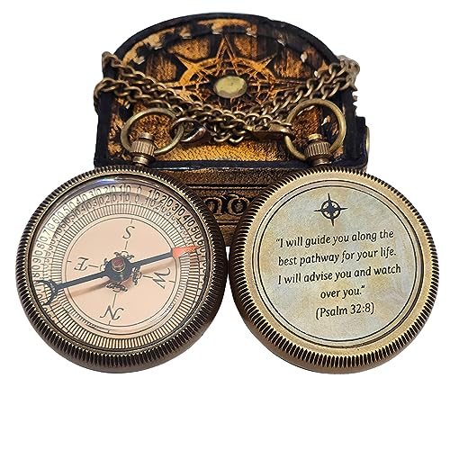 Psalm 32:8 Compass, Leather Case view 2