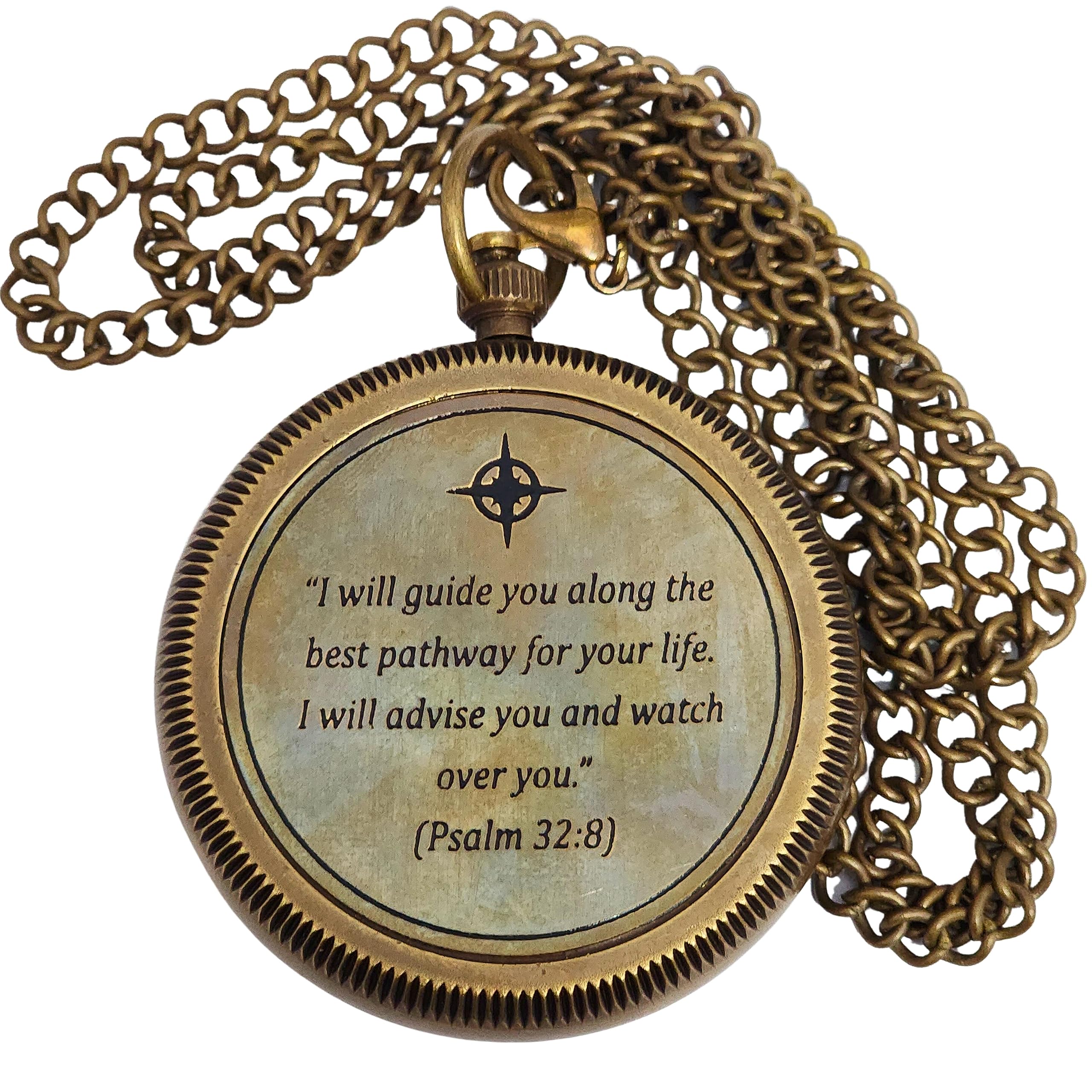 Psalm 32:8 Compass, Leather Case view 3