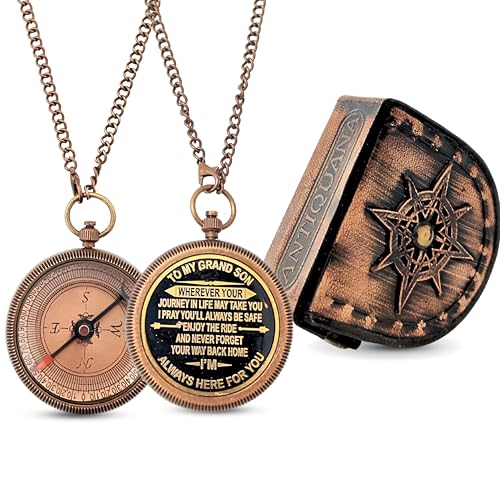 To My Grandson Compass, Leather Case view 2
