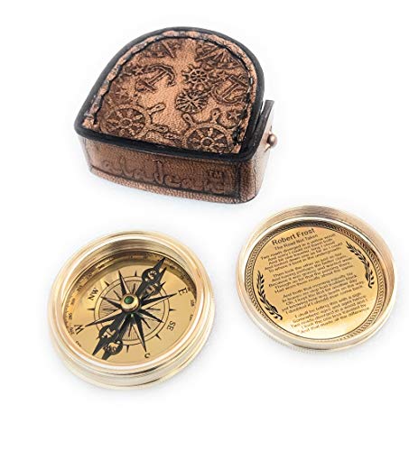 Polished Brass Compass, Leather Case view 4
