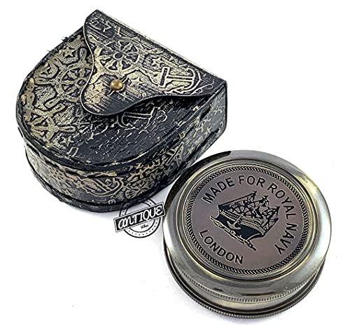 Antique Finish Compass, Leather Case view 4