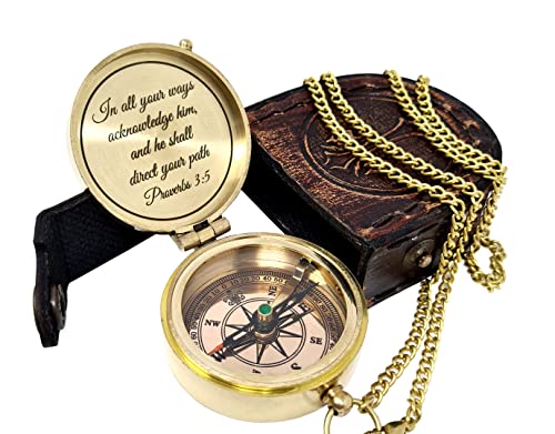 Polished Brass Compass, Leather Case view 2