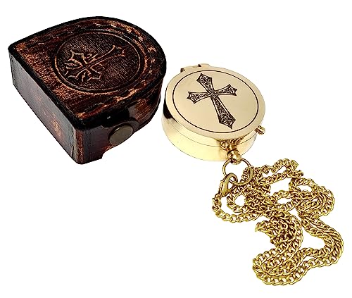 Polished Brass Compass, Leather Case view 6