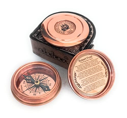 Copper Finish Compass, Leather Case view 2